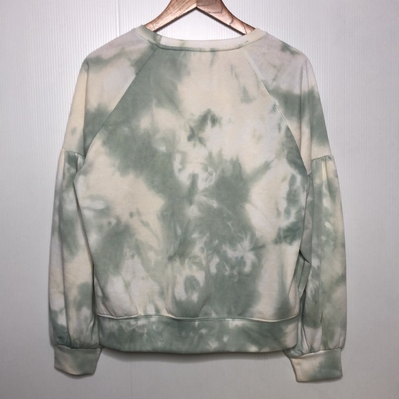 All in Favor Sage Tie Dye Crewneck Puffed Sleeved Sweatshirt Green Medium NEW - Picture 6 of 9